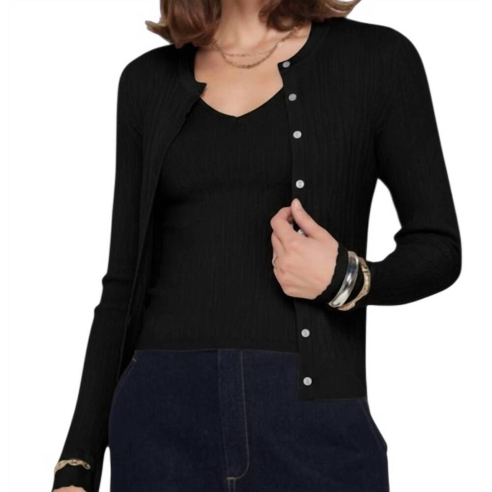 NEW CURRENT AIR ribbed cardigan twin set in black